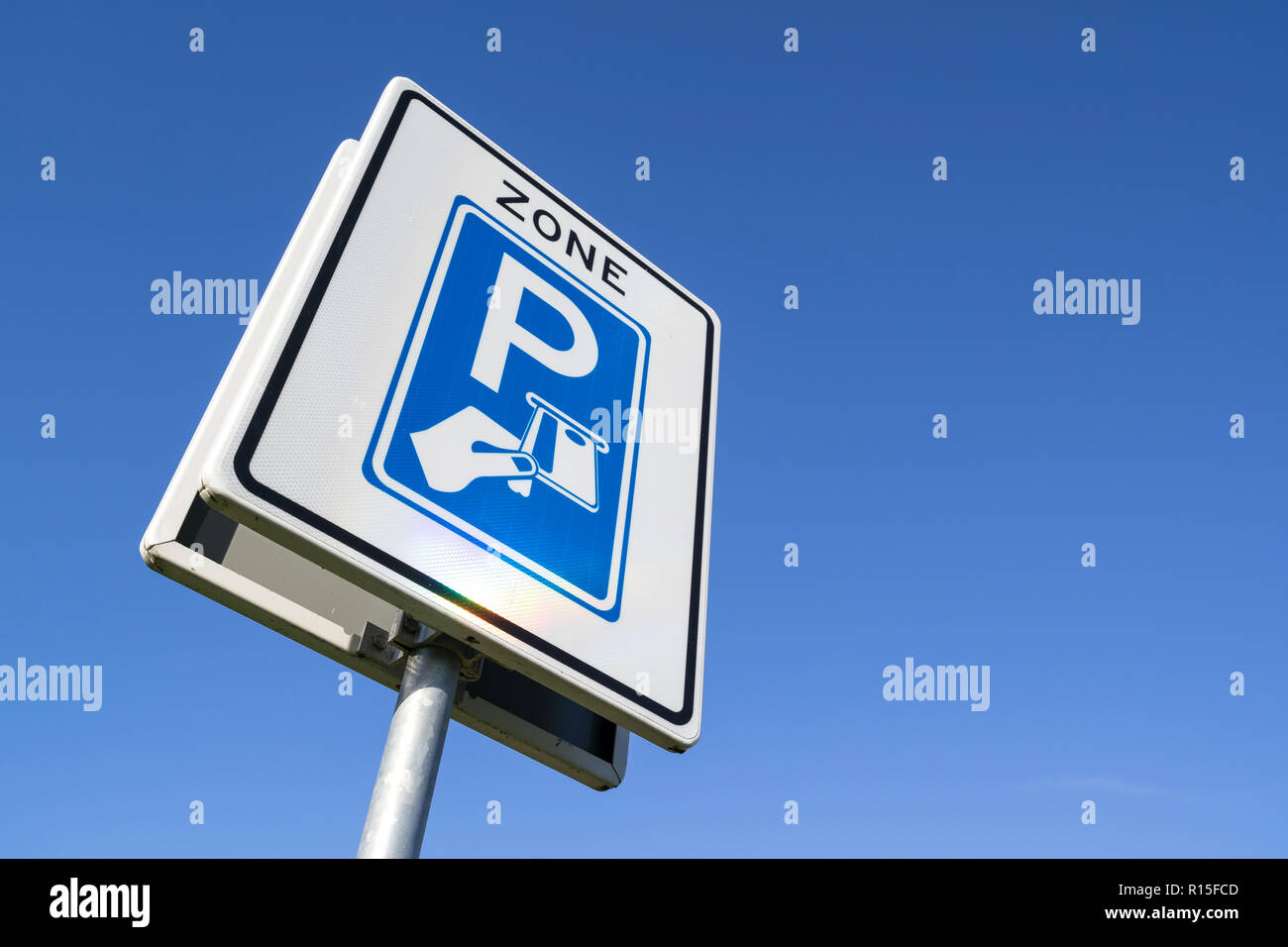 Dutch road sign start of a toll ticket parking zone Stock Photo Alamy