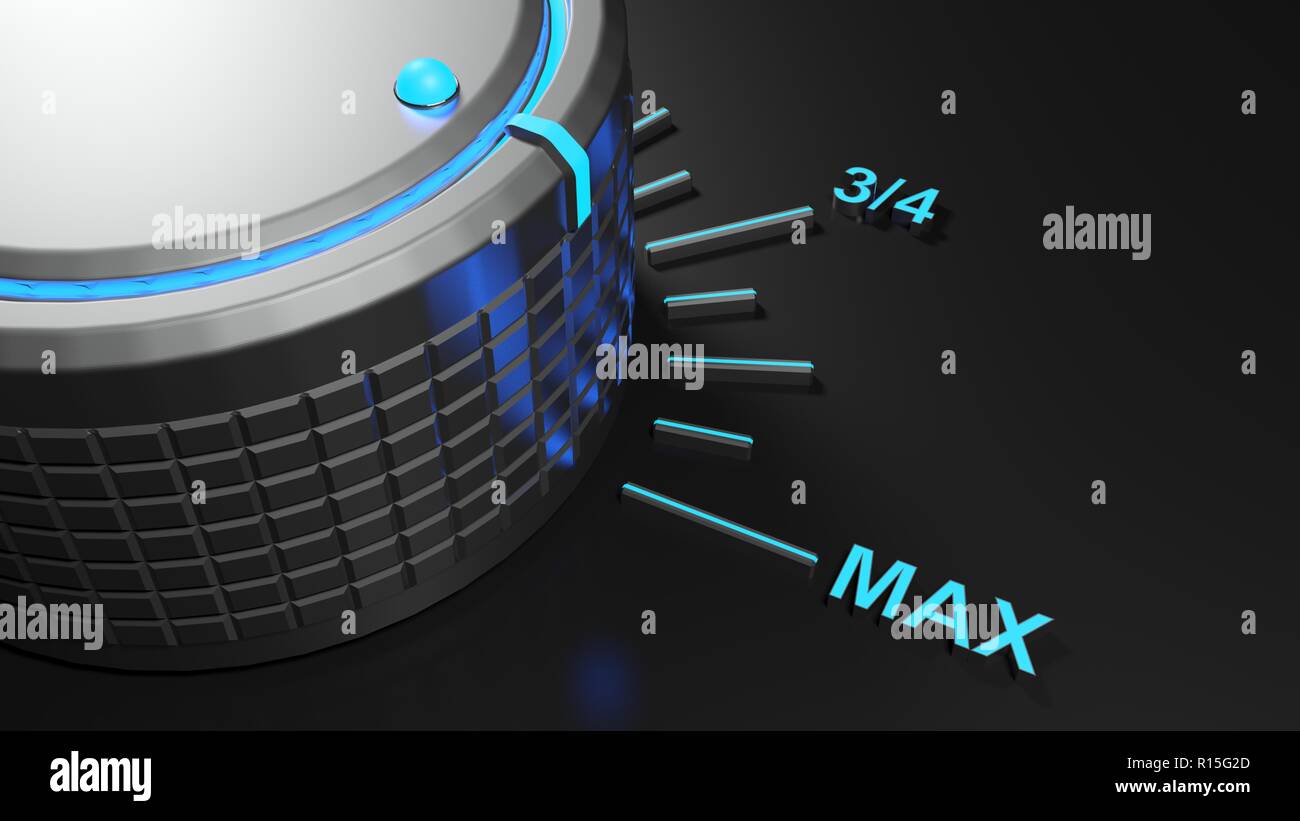 Selector in the position of maximum level - 3D rendering illustration ...