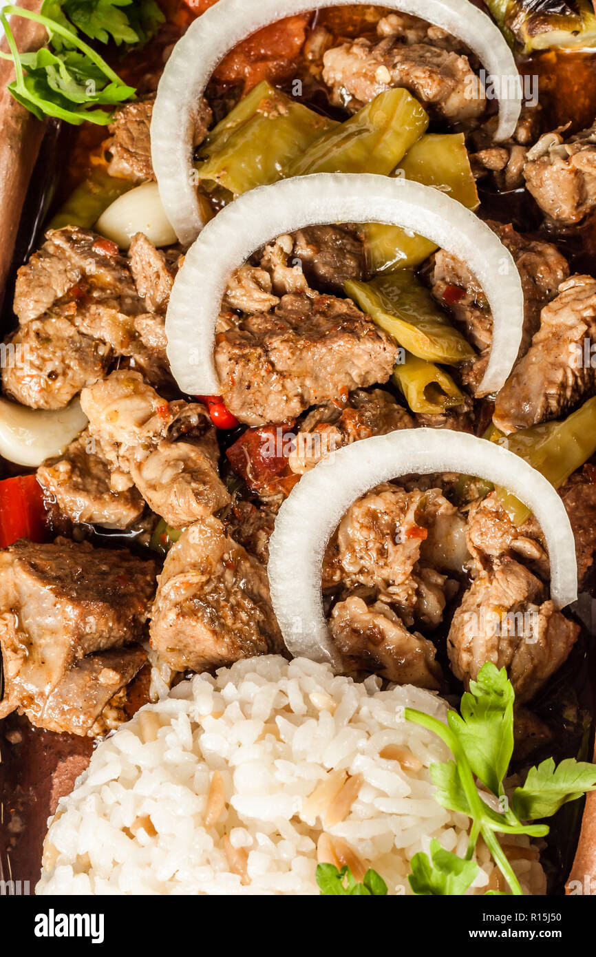 Traditional Turkish lamb stew served with rice pilaf Stock Photo Alamy