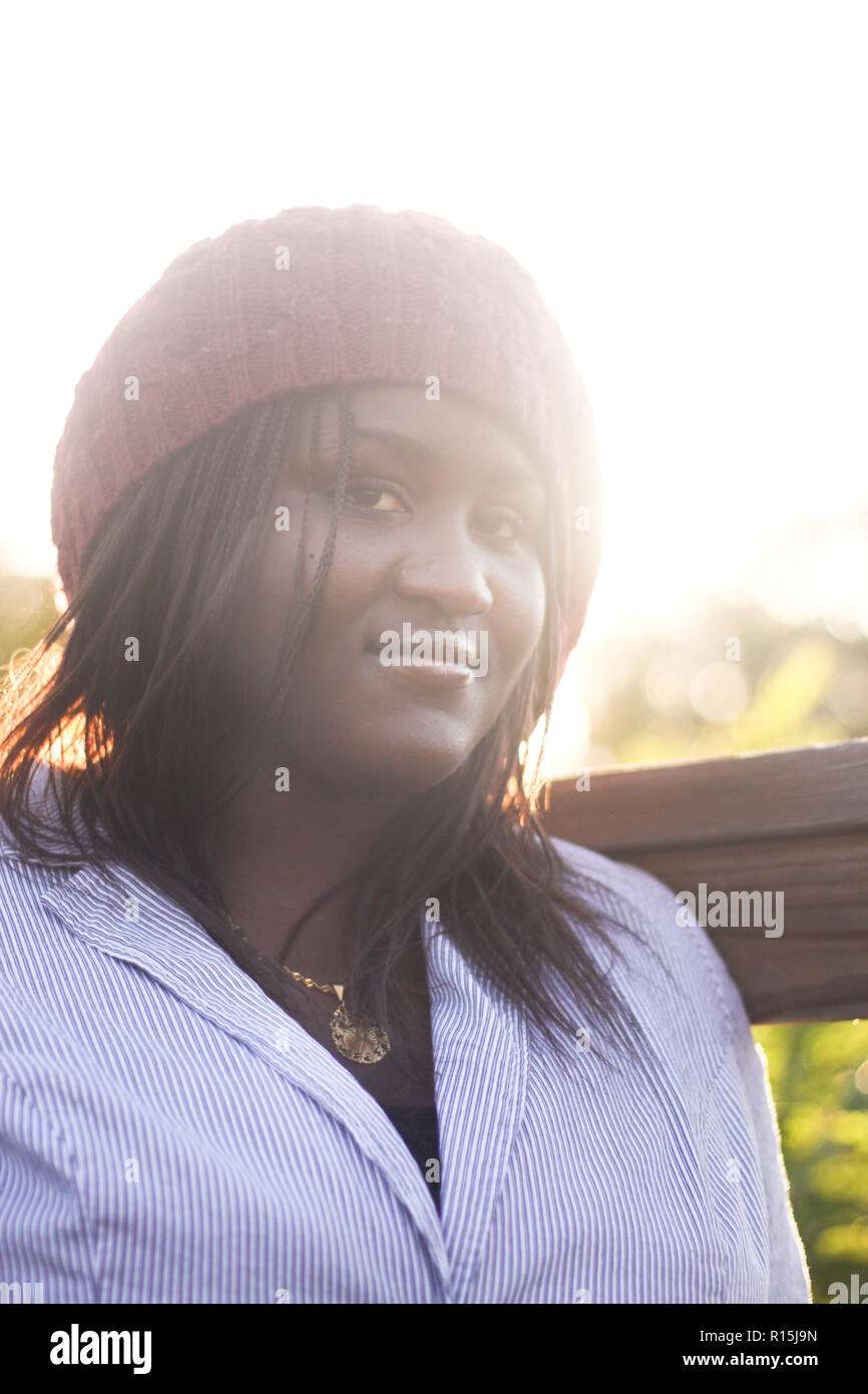 American African model poses for pictures in the nature Stock Photo - Alamy