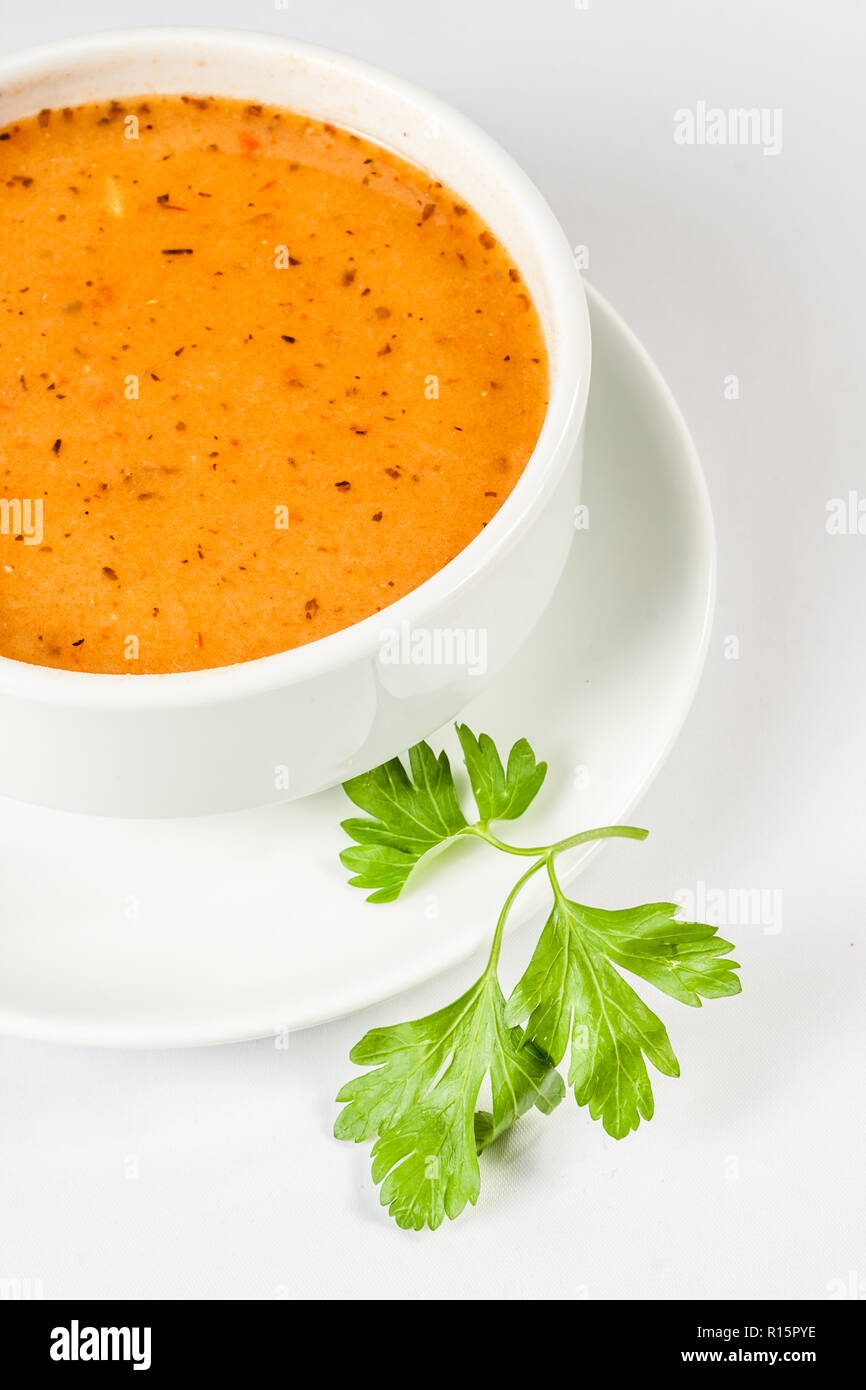 Turkish traditional Tarhana soup in white bowl Stock Photo - Alamy