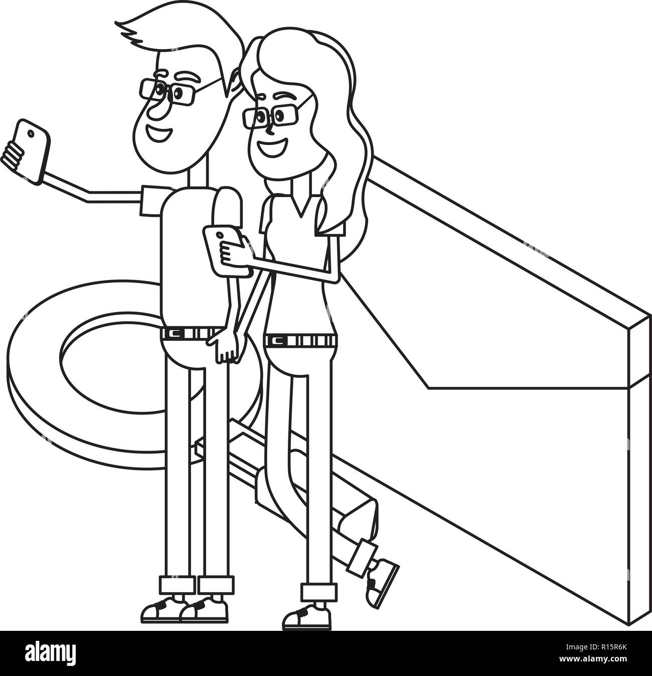 Couple and email black and white Stock Vector Image & Art - Alamy
