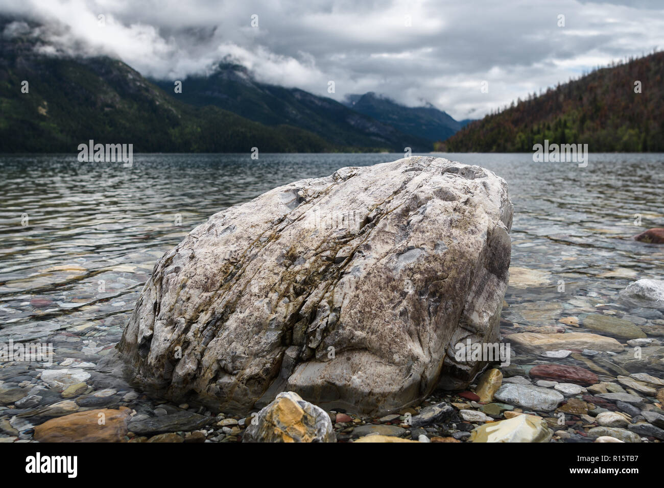 Unique Alamy Unique rock on a peaceful lake in the Canadian wilderness Stock Photo ...