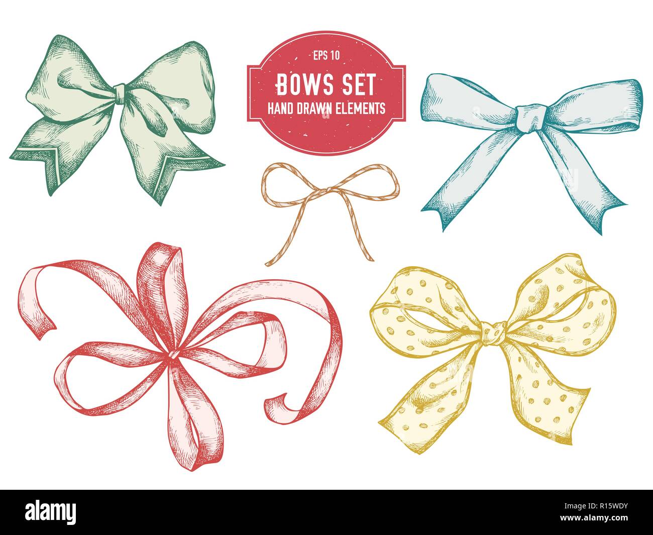 Vector collection of hand drawn bows Stock Vector