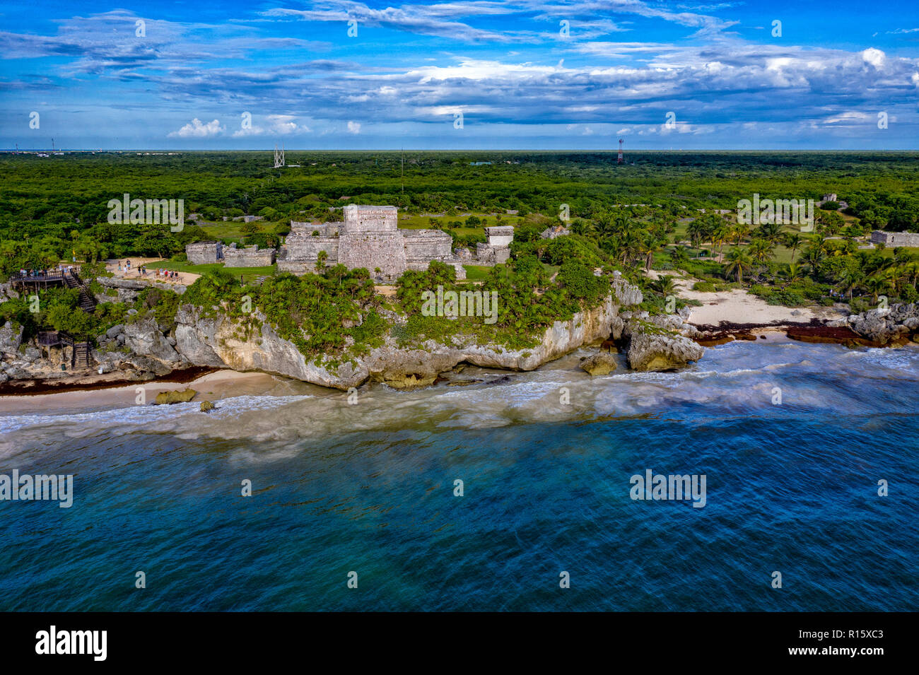 ruins of tulum mexico aerial view panorama Stock Photo - Alamy