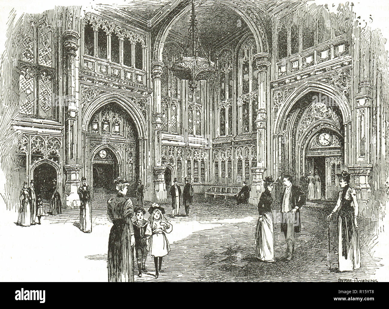 House of Commons lobby in the Victorian era Stock Photo