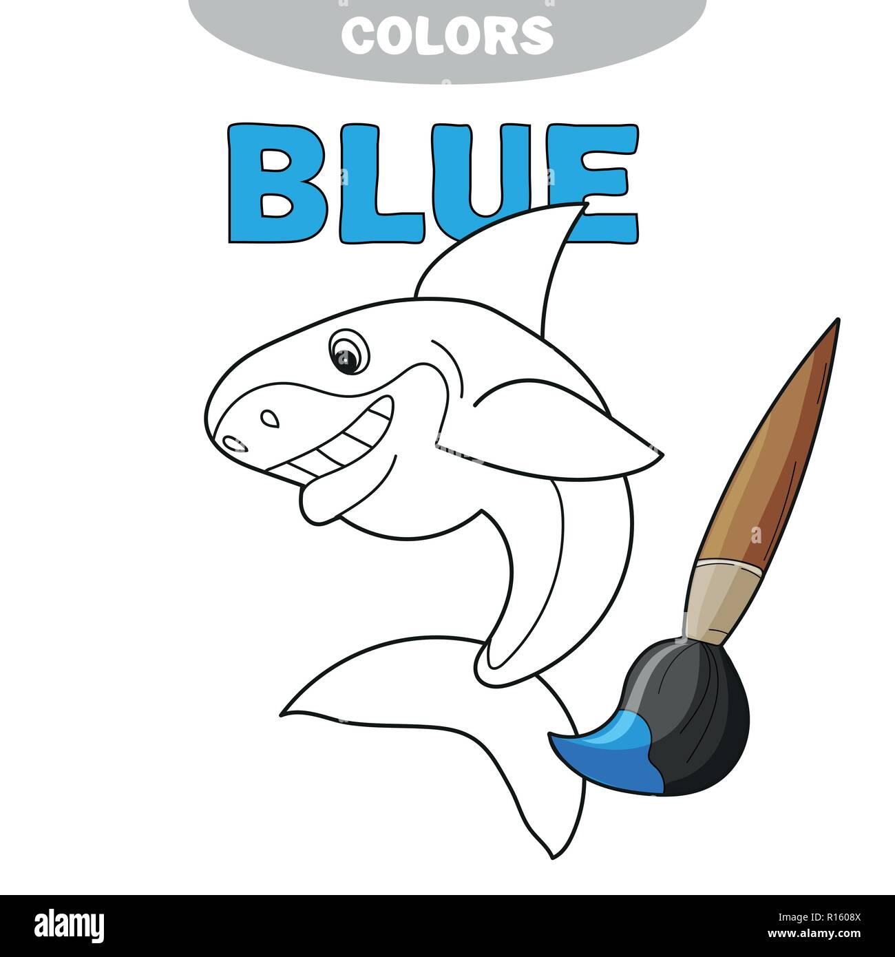 The friendly cheerful kind smiling shark - Page of a coloring Stock Vector