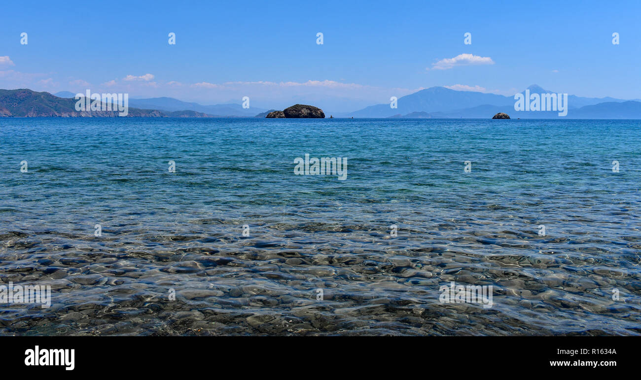 View from the shore of a Mediterranean Island Stock Photo