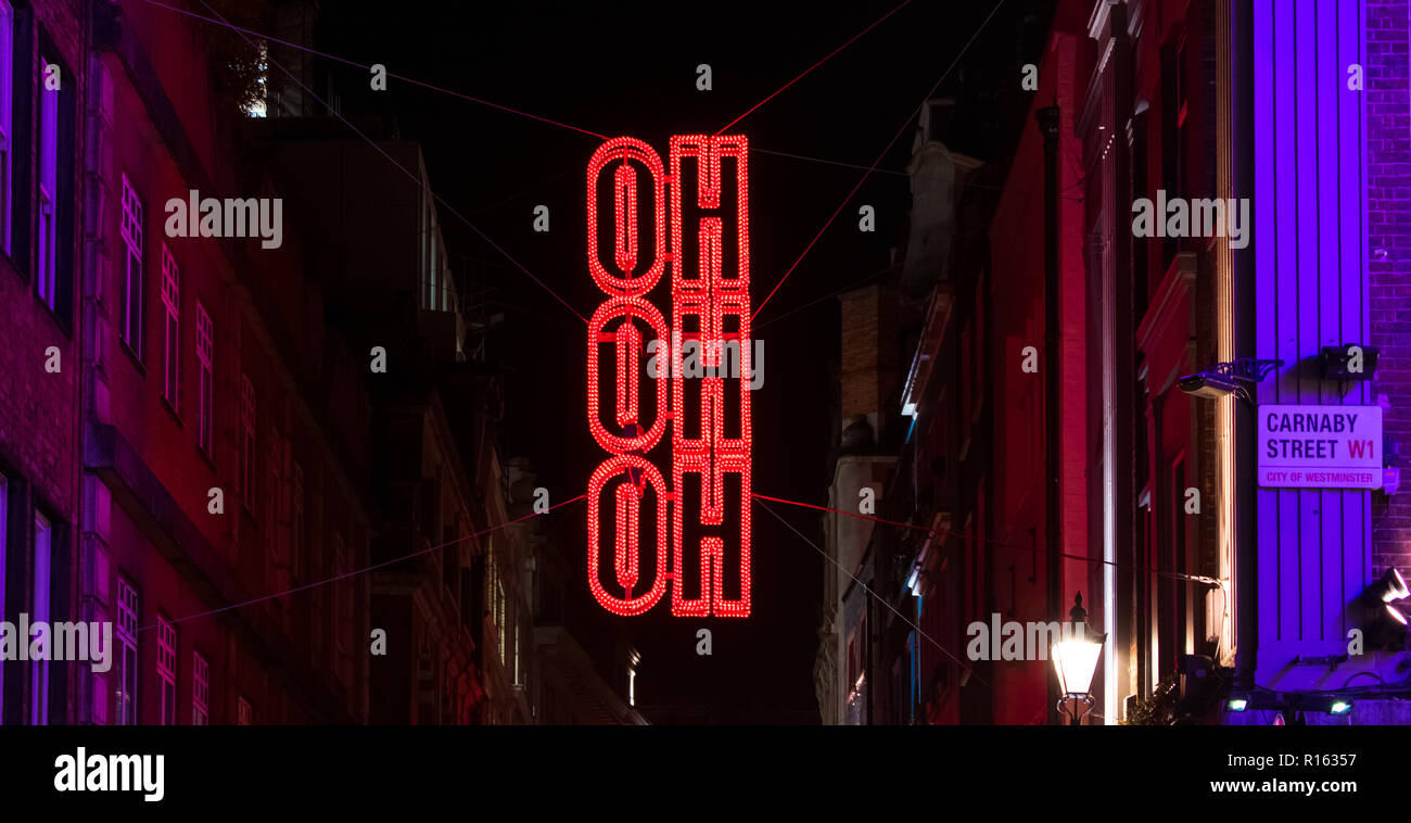 Ho Ho Ho sign from Behind by Carnaby Street Stock Photo
