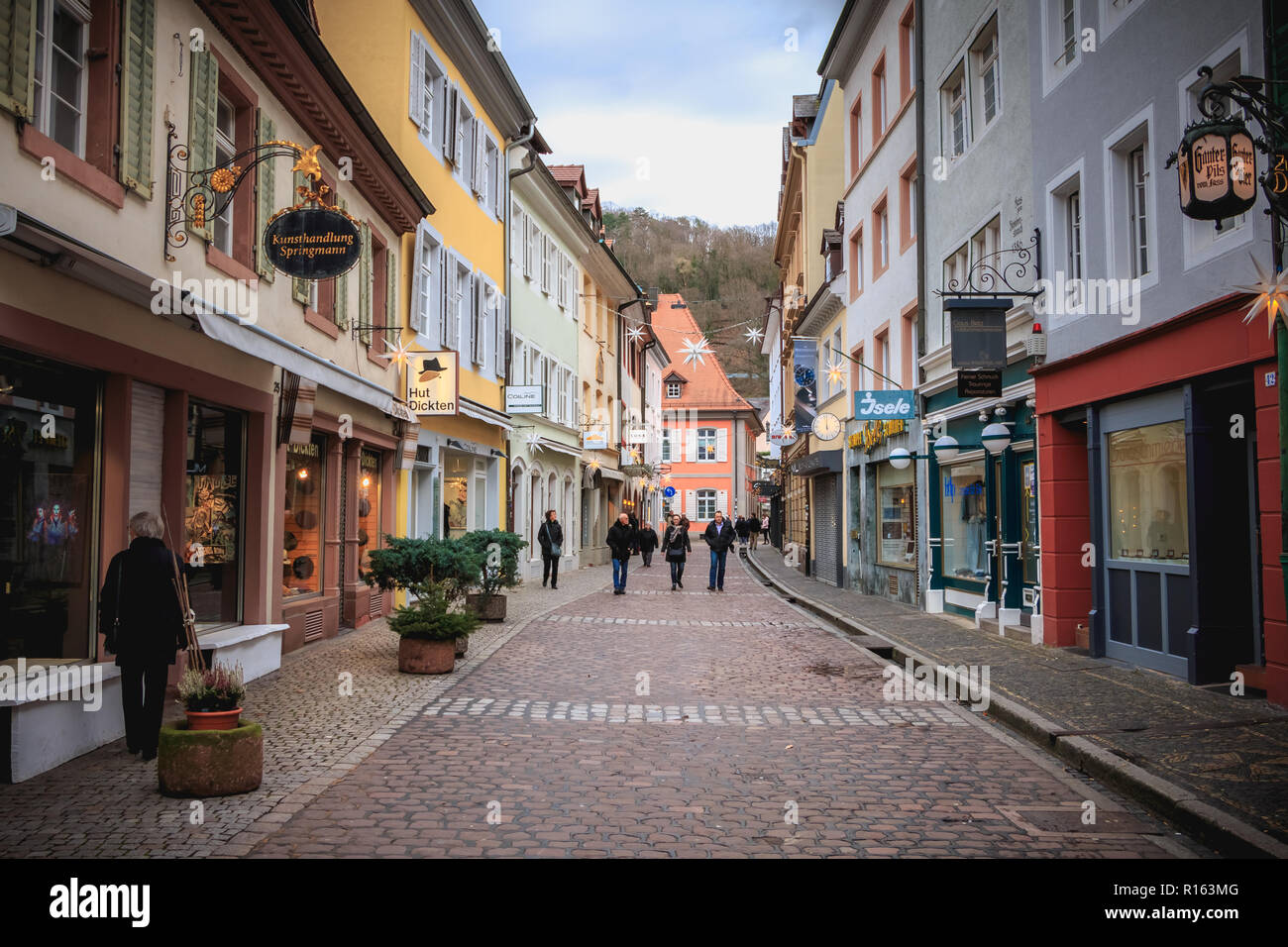 Freiburg im Breisgau, Germany December 31, 2017 People walking on a
