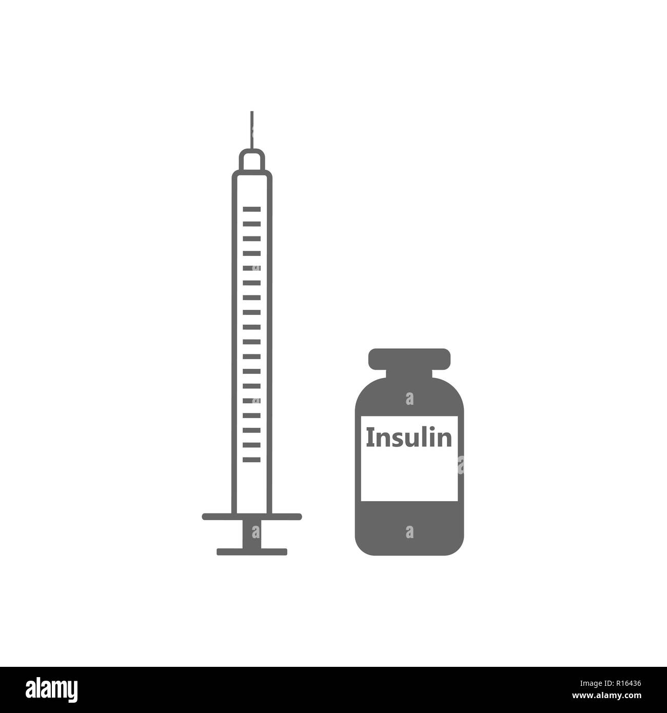 Insulin syringe icon. Vector illustration, flat design. Stock Vector