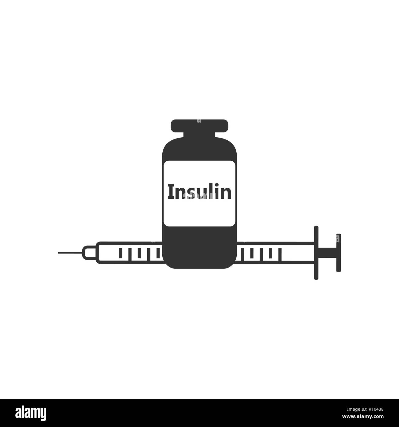 Insulin syringe icon. Vector illustration, flat design. Stock Vector