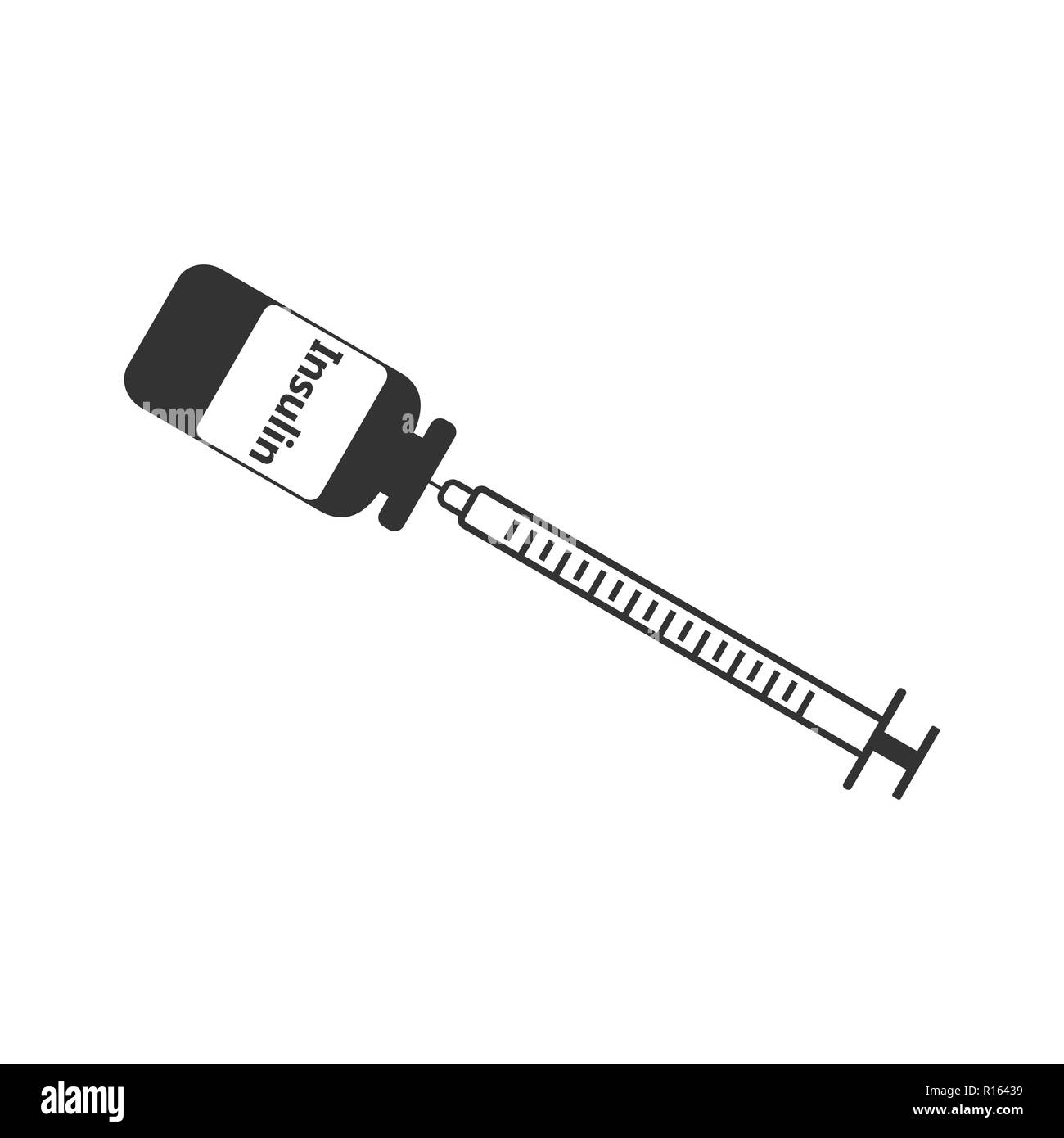 Insulin syringe icon. Vector illustration, flat design. Stock Vector