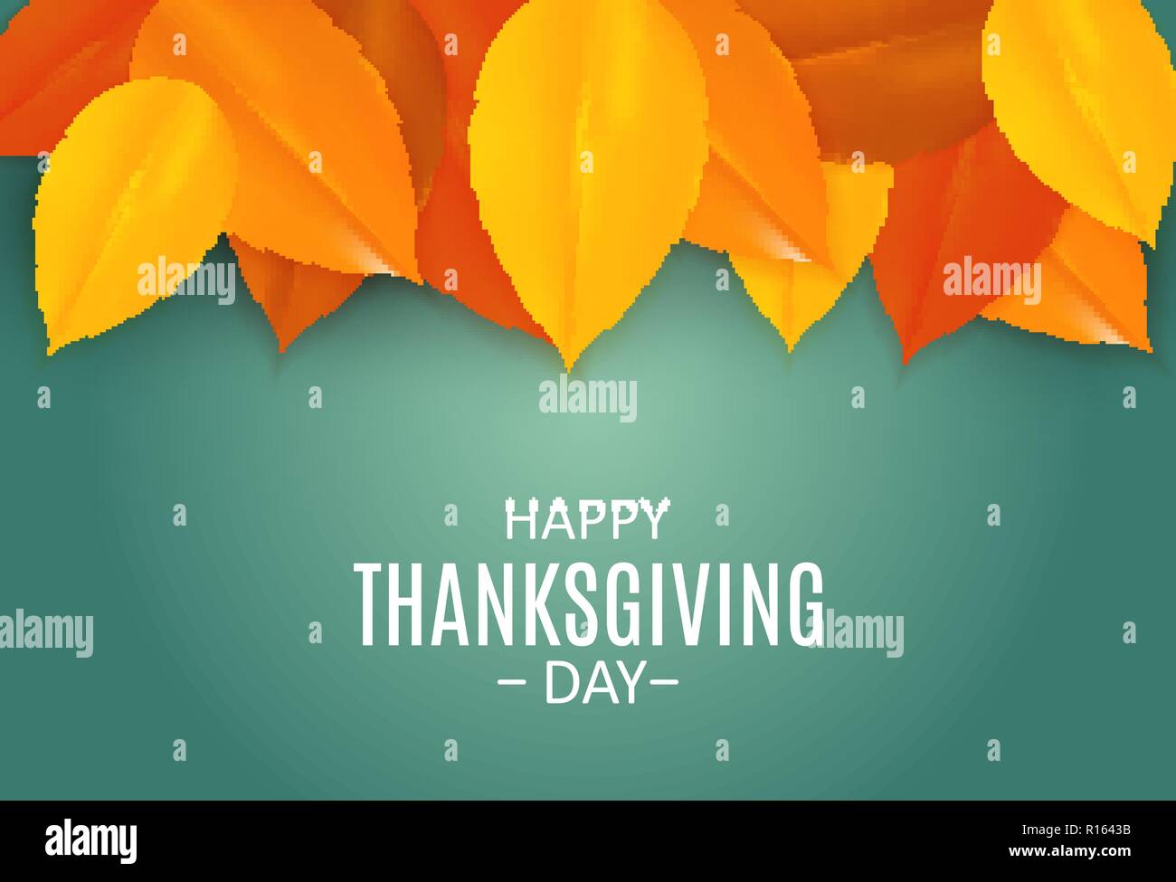 Happy Thanksgiving Day Background with Shiny Autumn Natural Leaves ...