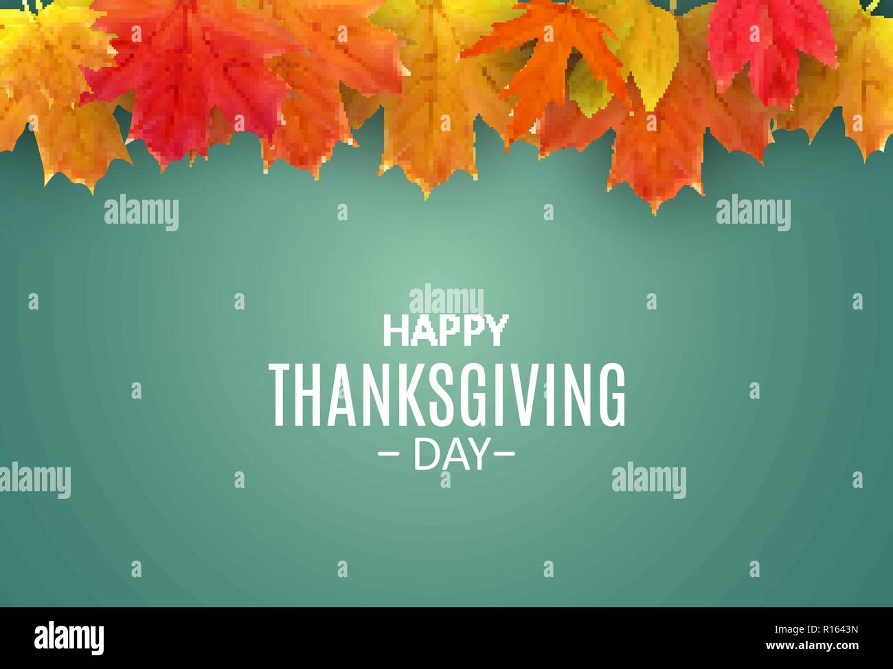 Happy Thanksgiving Day Background with Shiny Autumn Natural Leaves ...