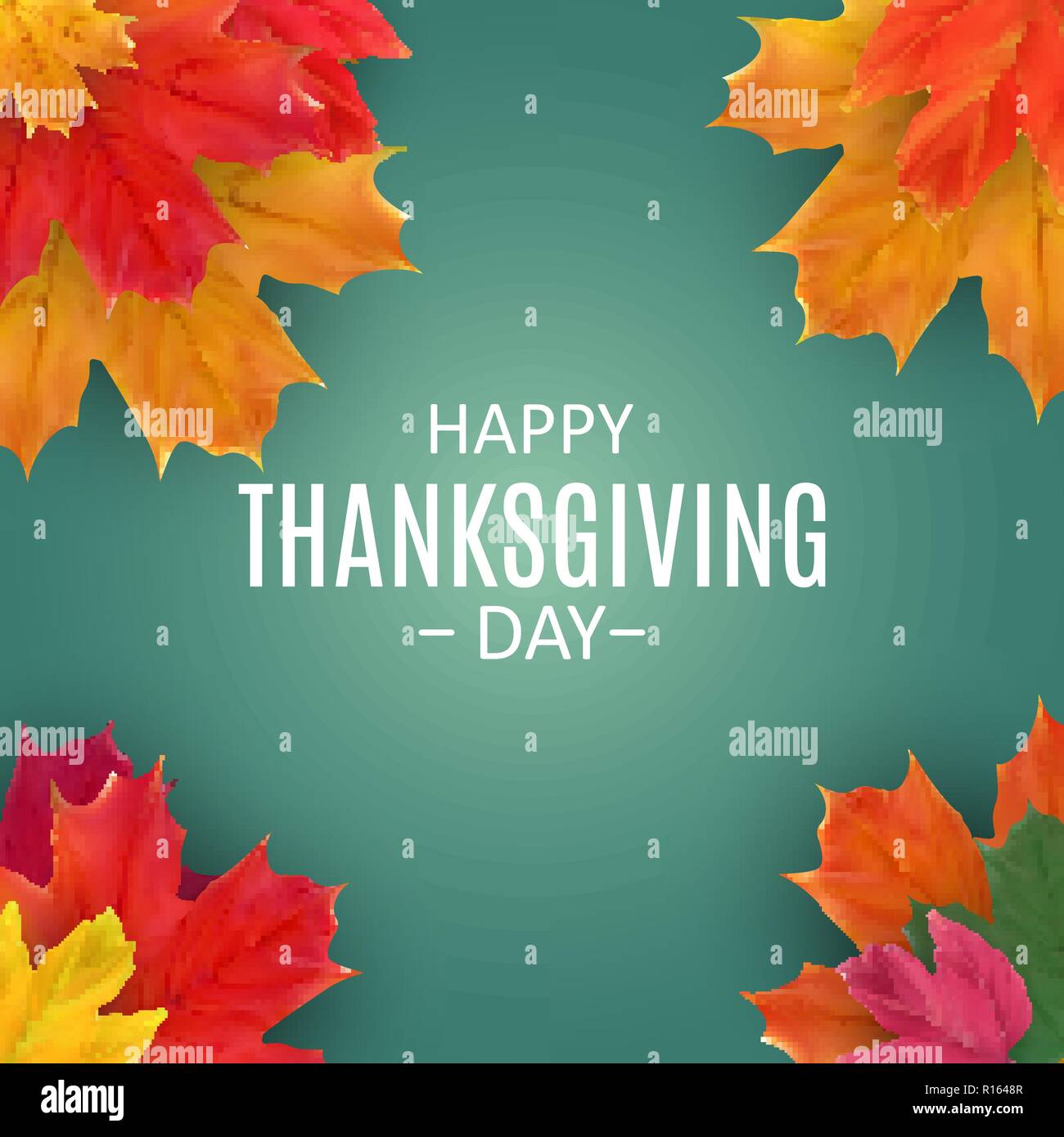 Happy Thanksgiving Day Background with Shiny Autumn Natural Leaves ...