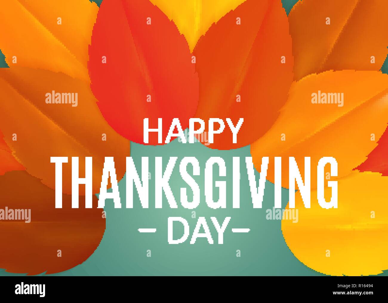 Happy Thanksgiving Day Background with Shiny Autumn Natural Leaves ...