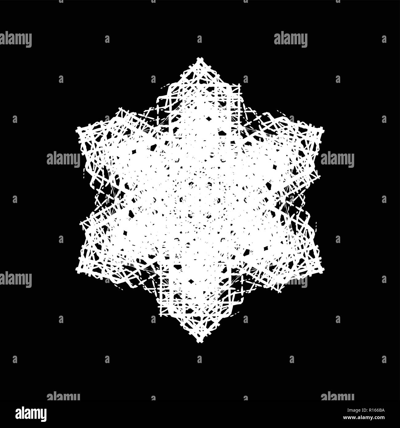 Grunge isolated snow flake. Distress marker painted snowflake shape ...