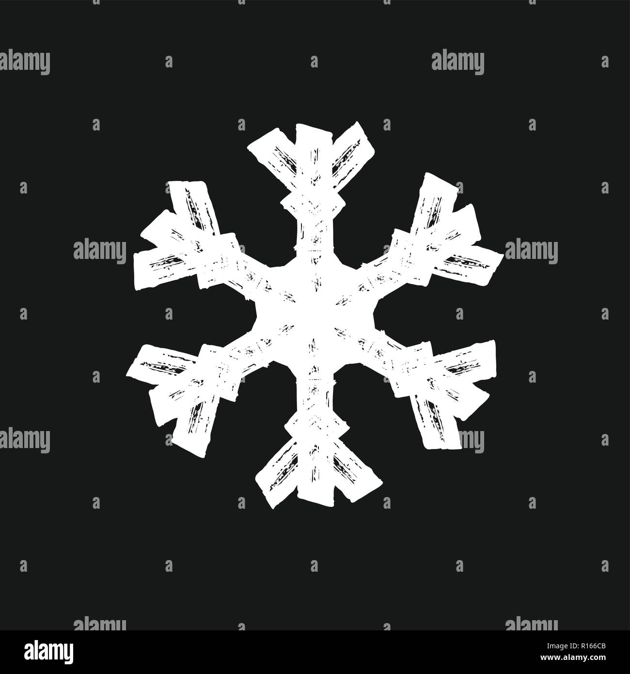 Grunge isolated snow flake. Distress marker painted snowflake shape ...