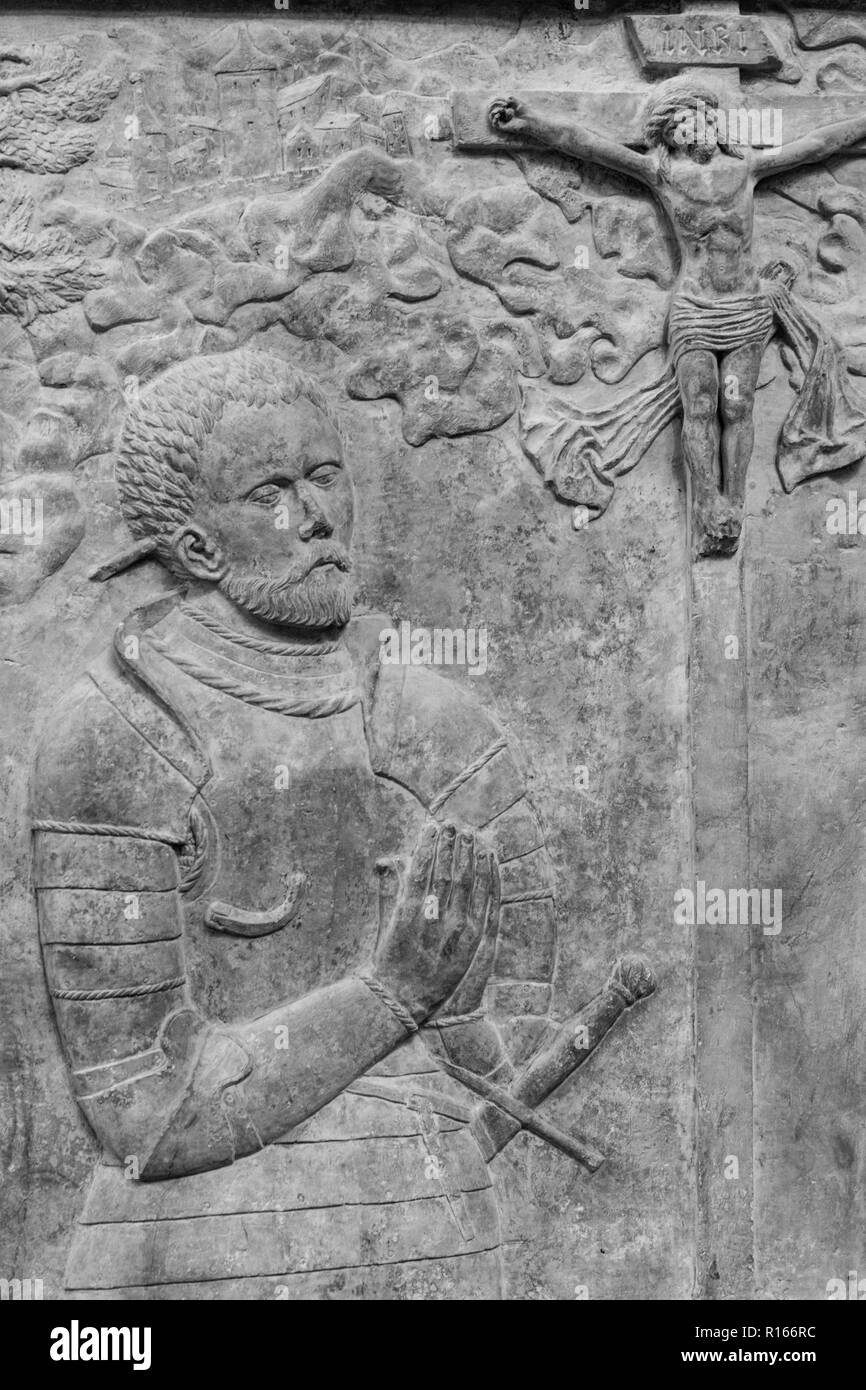 Part of interior relief in St. Vitus Cathedral in Prague Castle, Czech Republic Stock Photo