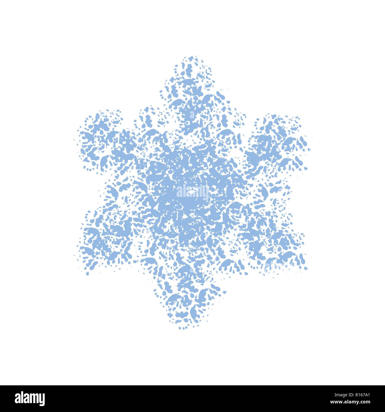 Distress painted snowflake shape. Grunge isolated star. Brushed grainy ...