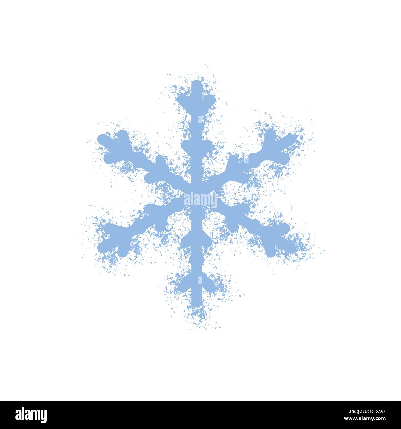 Grunge snowflake isolated. Brushed christmas design template. Distress ...