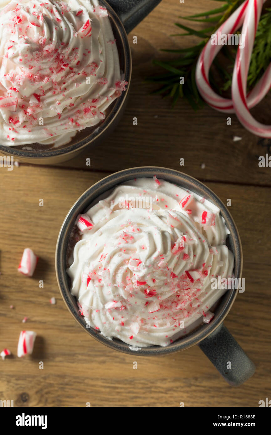 Sweet Peppermint Hot Coffee Mocha with Whipped Cream Stock Photo