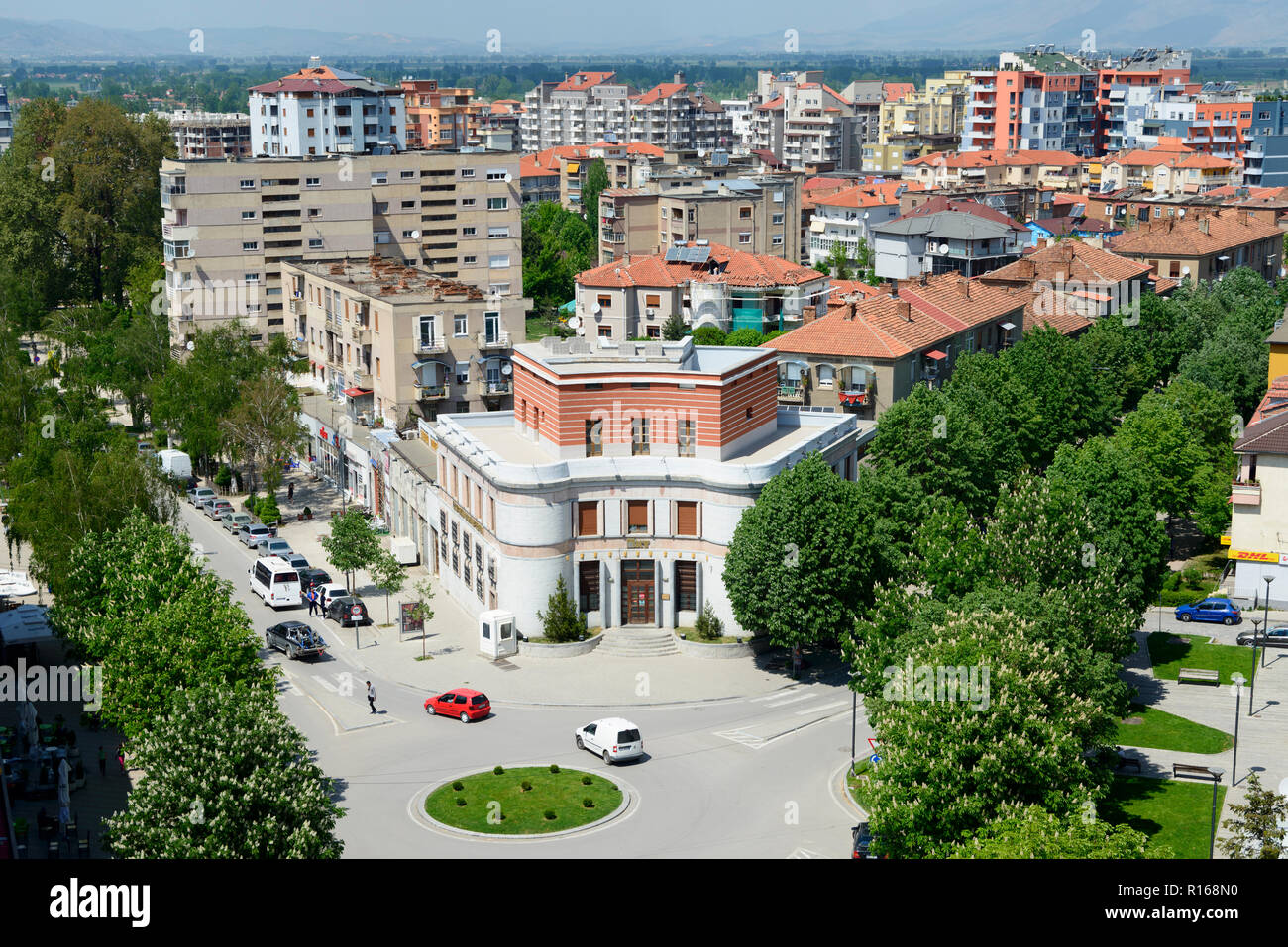 View from Red Tower, city center, Korca, Albania Stock Photo
