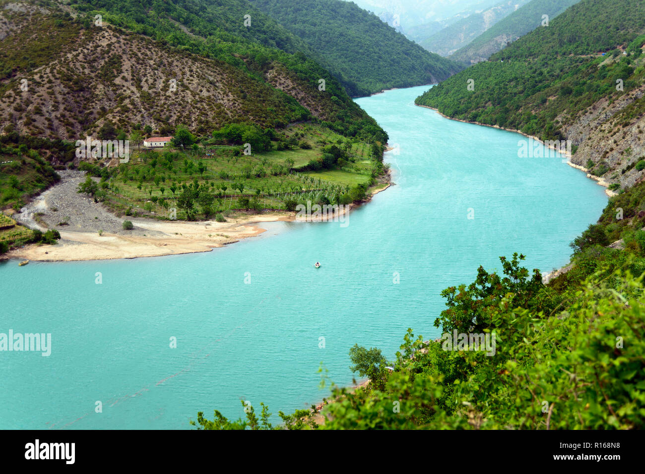River Mat, Shkopet Reservoir, Ulza Regional nature park Park, Albania Stock Photo