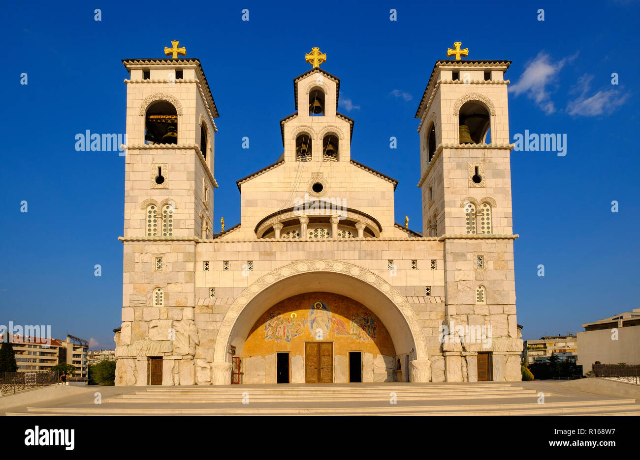 Serbian Orthodox Resurrection Cathedral, Saborni Hram Hristovog Vaskrsenja, Podgorica, Montenegro Stock Photo