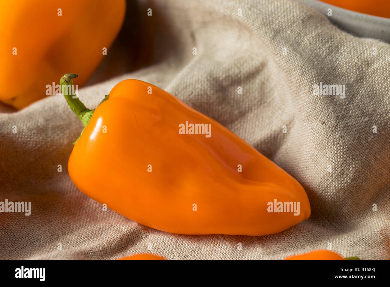 Raw Organic Sweet Orange Peppers Ready to Eat Stock Photo