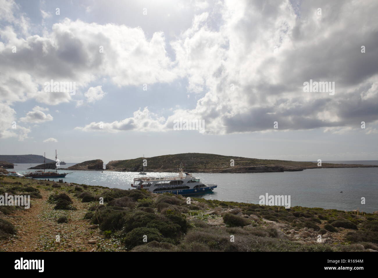 Comino Landing area for boats Stock Photo