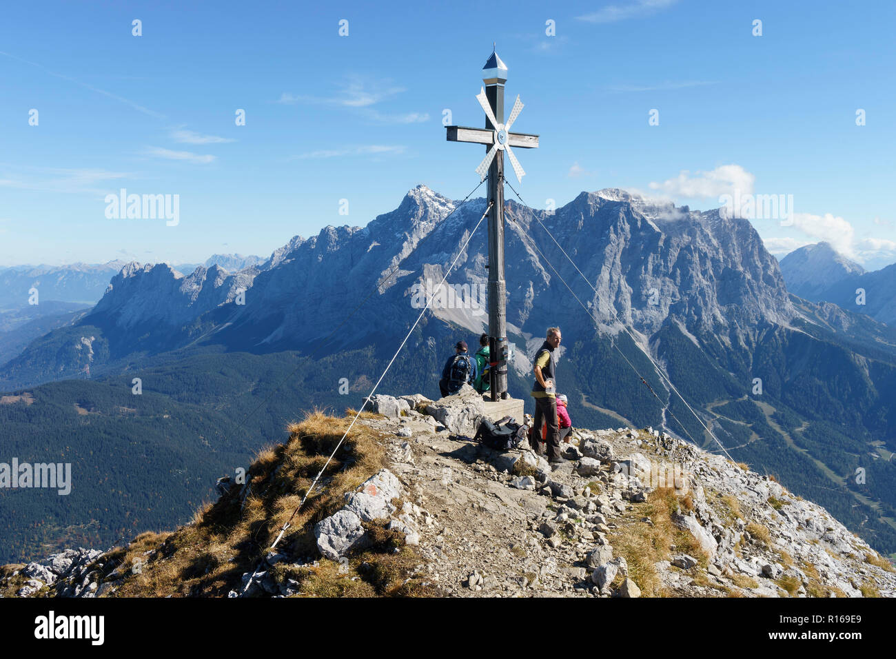Summit of Daniel in front of Zugspitze, Ammergauer Alps, Lermoos, Tyrol, Austria Stock Photo