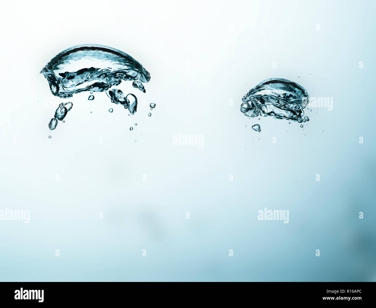 Contorting air bubbles in clear transparent liquid, detail Stock Photo