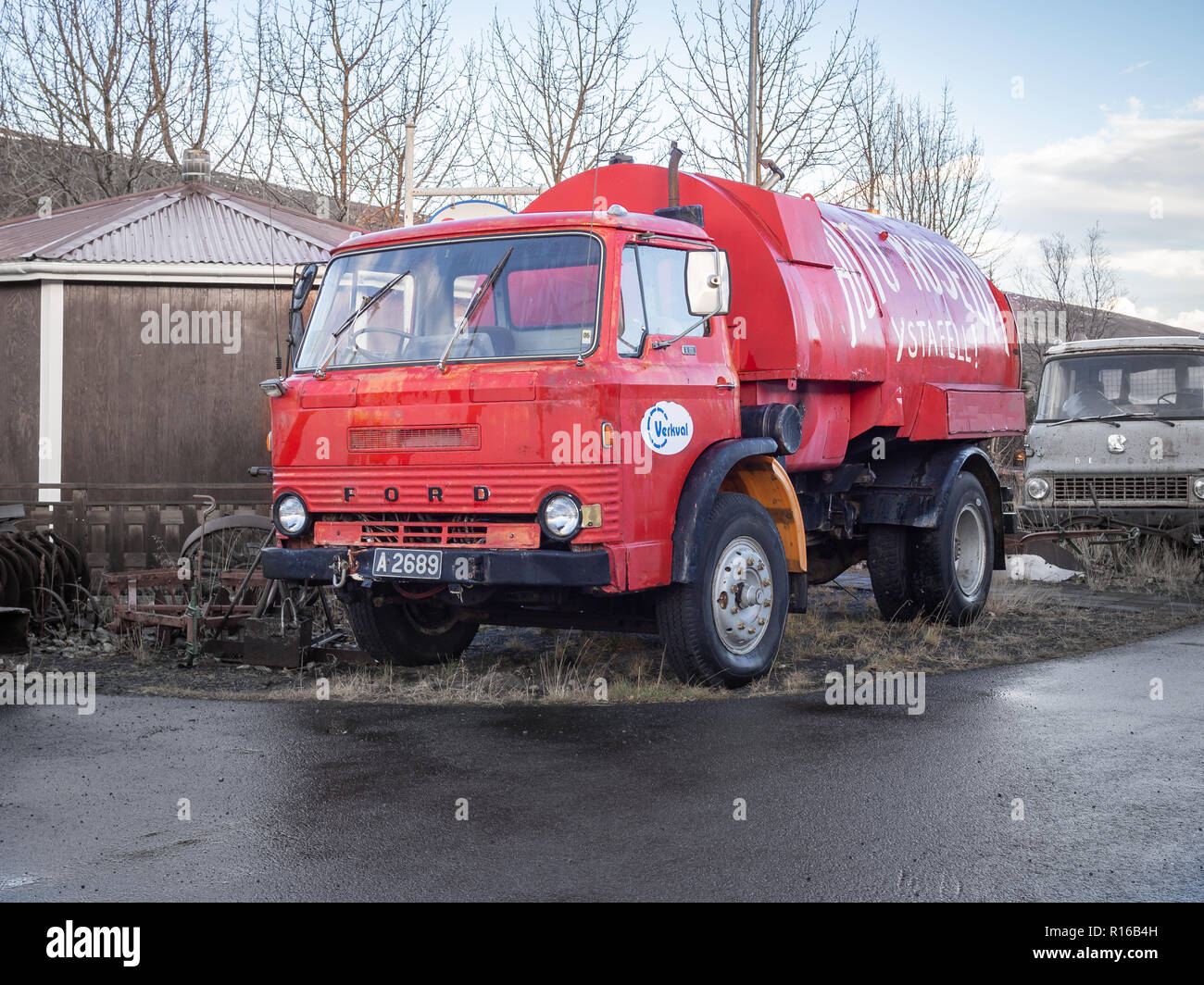 HUSAVIK, ICELAND-OCTOBER 20, 2018:1965 Ford D-series light truck at the city streets Stock Photo