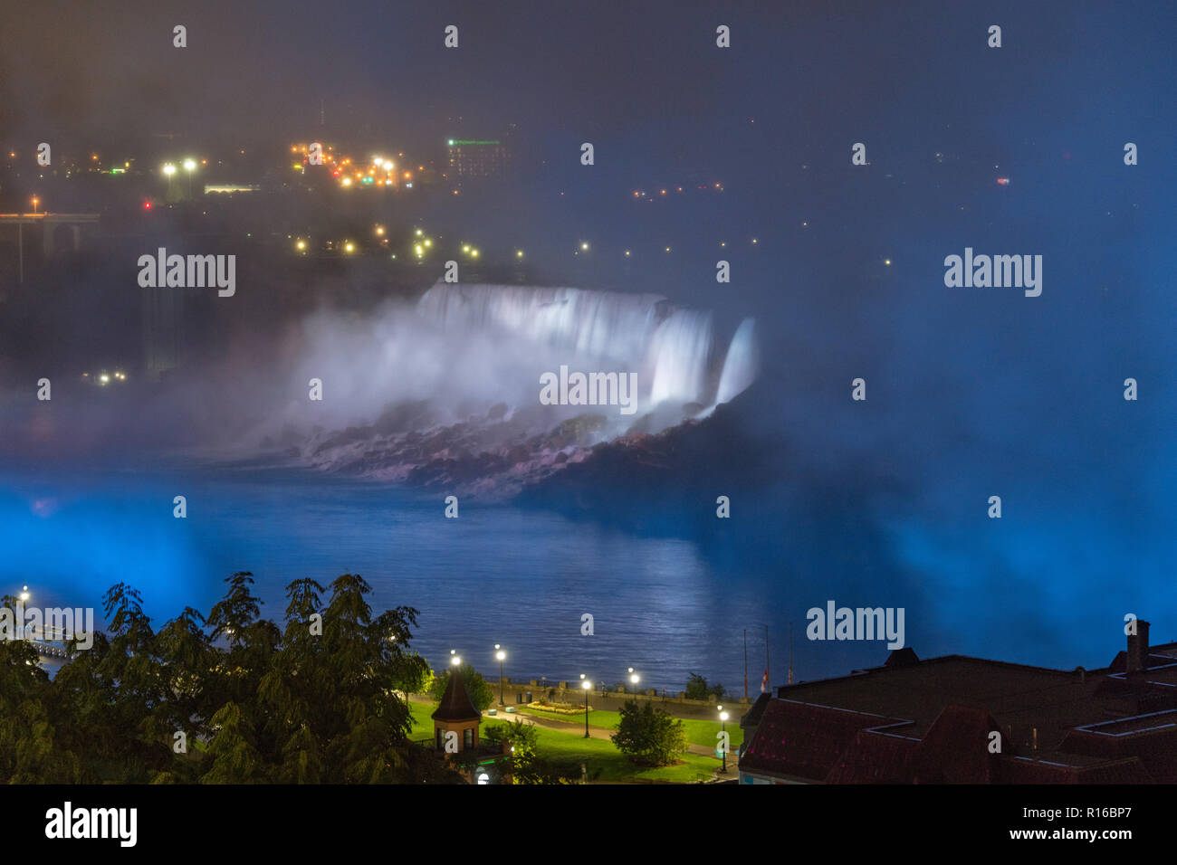 American Niagara Falls at Night from Canadian Side, Ontario, Canada