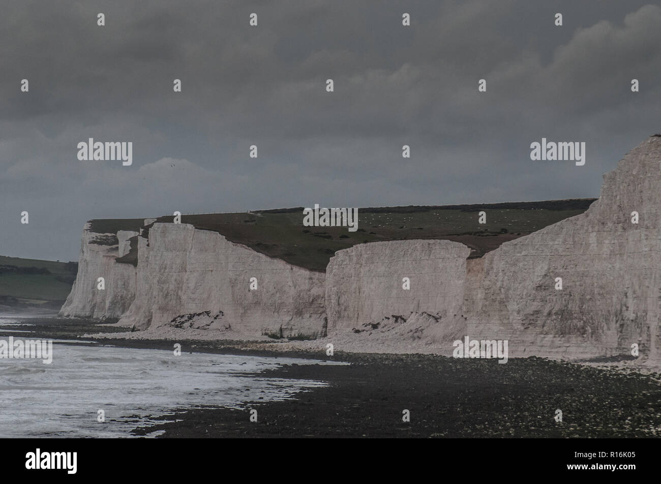 Birling Gap, Eastbourne, East Sussex, UK. 9th Nov, 2018. There has been another very significant cliff fall at Flagstaff to the West of the recent fall at Flat Hill which NT advised was the biggest for over a decade however the newer fall, Left of centre in picture, may prove to be even bigger. Stock Photo