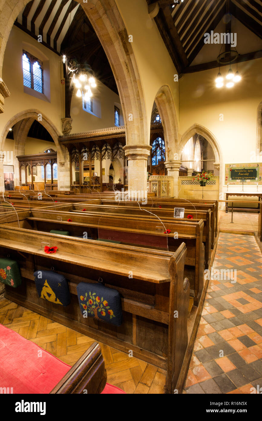 Penshurst, UK. 9th November 2018. There but not there, an installation of 50 silhouettes of fallen soldiers from the first world war at St John the Baptist, Penshurst, Kent. Designed by Martin Barraud and an initiative which originated in THIS church but now spread nationwide This is the  2018 installation to mark the centenary of Armistice commemoration  to mark the fallen Tommy soldiers Credit: Sarah Mott/Alamy Live News Stock Photo