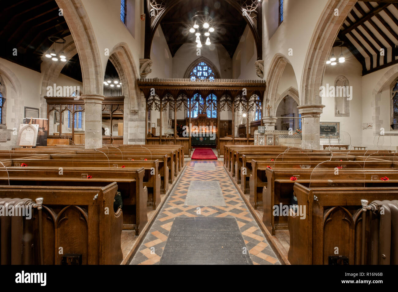 Penshurst, UK. 9th November 2018. There but not there, an installation of 50 silhouettes of fallen soldiers from the first world war at St John the Baptist, Penshurst, Kent. Designed by Martin Barraud and an initiative which originated in THIS church but now spread nationwide This is the  2018 installation to mark the centenary of Armistice commemoration  to mark the fallen Tommy soldiers Credit: Sarah Mott/Alamy Live News Stock Photo