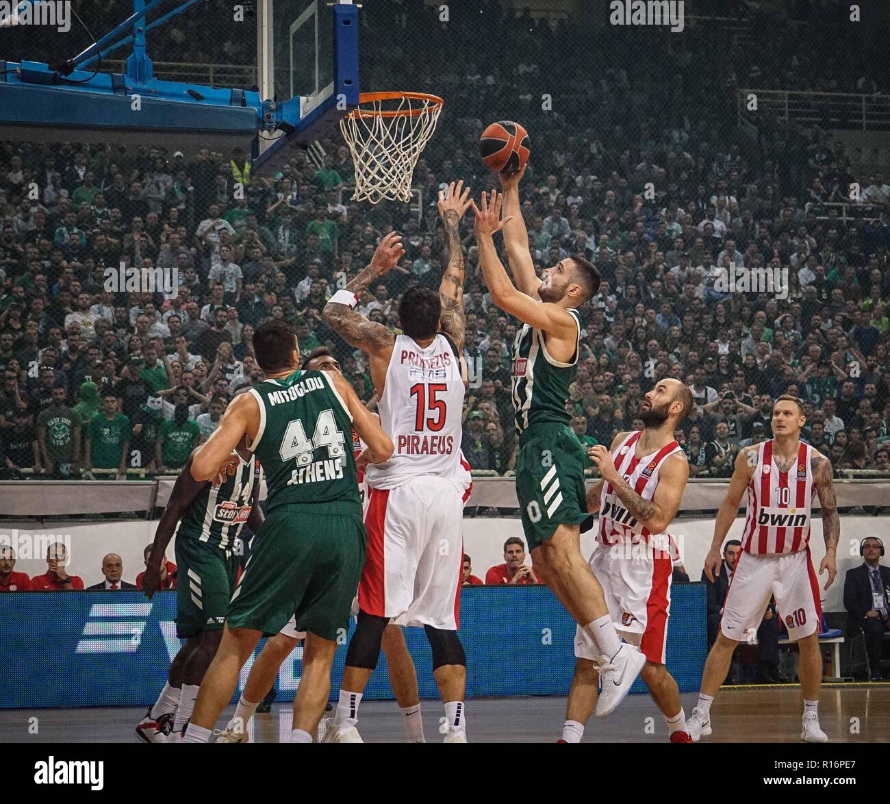 Athens, Greece. 9th Nov, 2018. Ioannis Papapetrou of Panathinaikos BC in  action during the 2018/2019 Turkish Airlines EuroLeague Regular Season  Round 6 game between Panathinaikos OPAP Athens and Olympiacos Piraeus at  OAKA