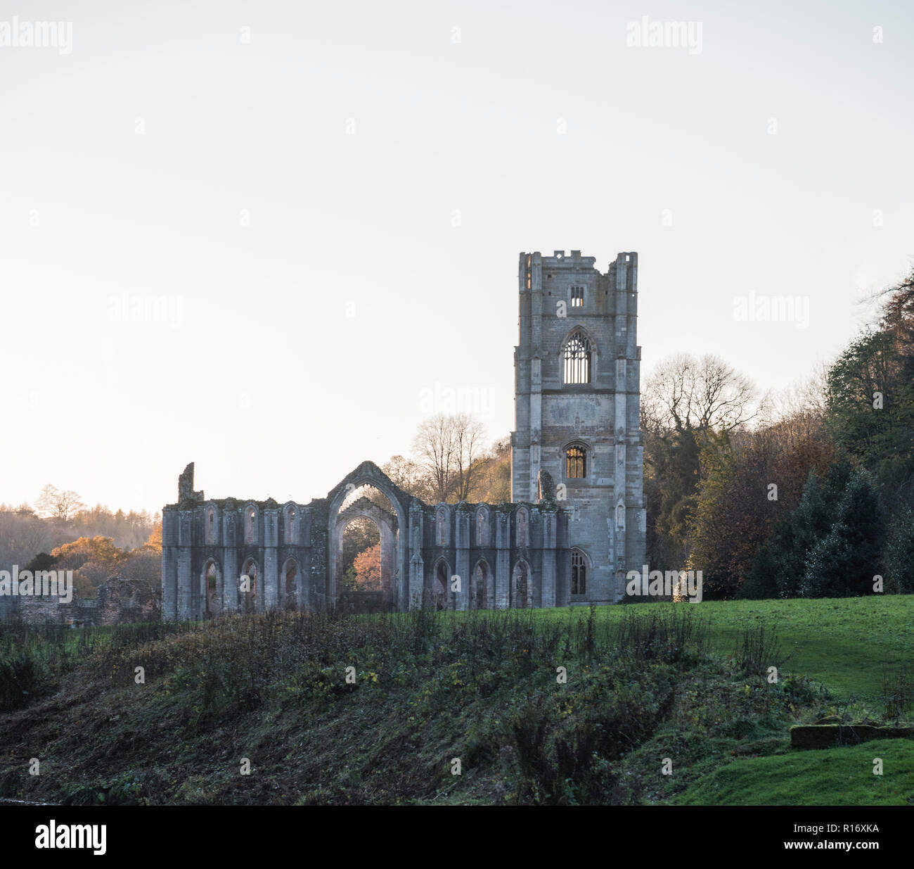 Fountains Abbey a National Trust  unesco world heritage site situated in Yorkshire UK. Stock Photo