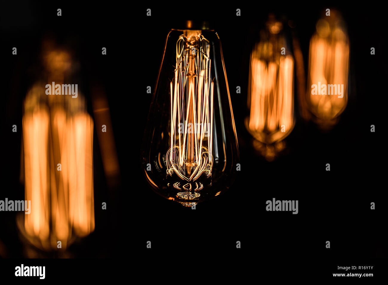Detail of retro electric light bulbs Stock Photo Alamy