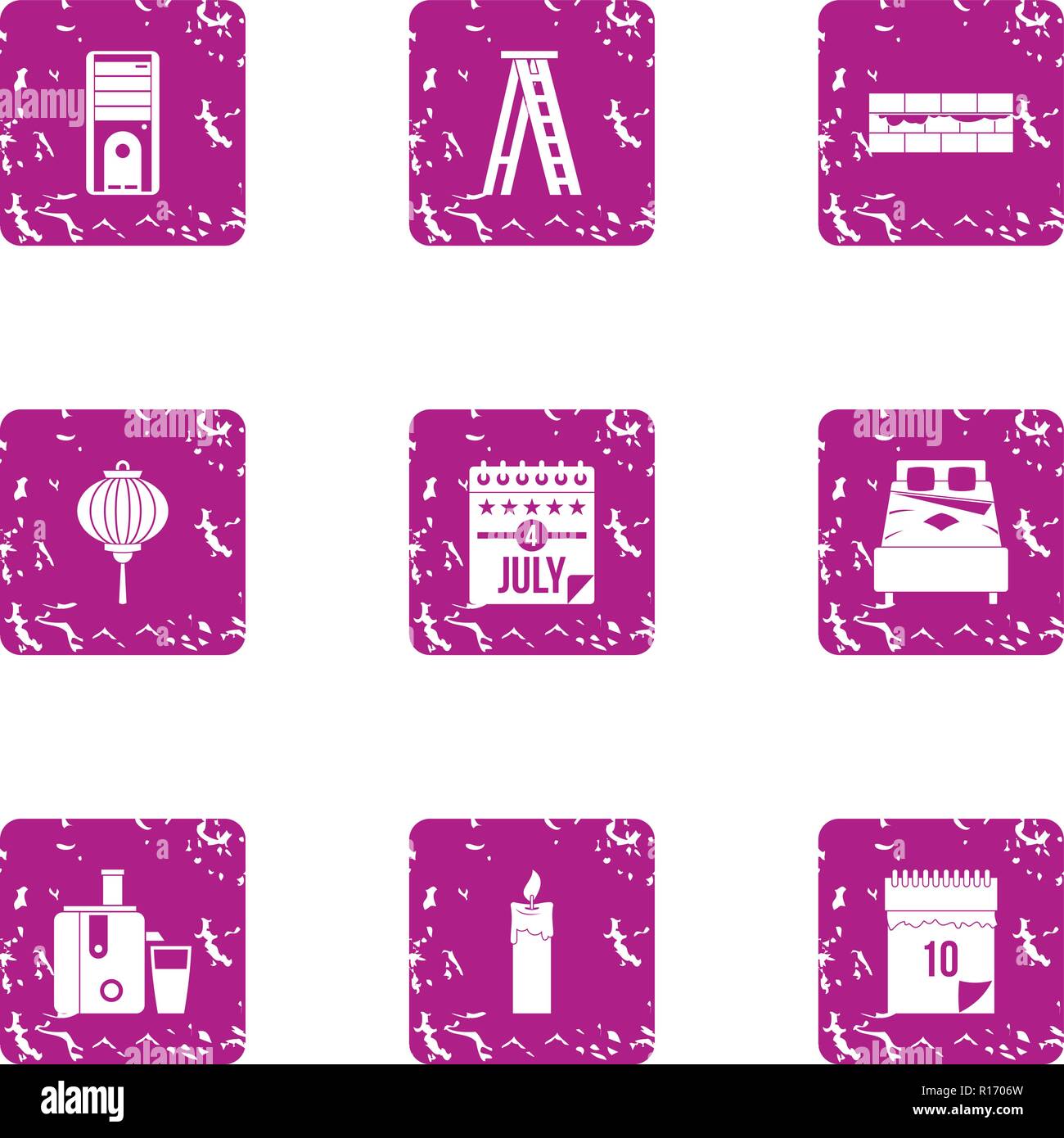 Autonomy icons set, grunge style Stock Vector