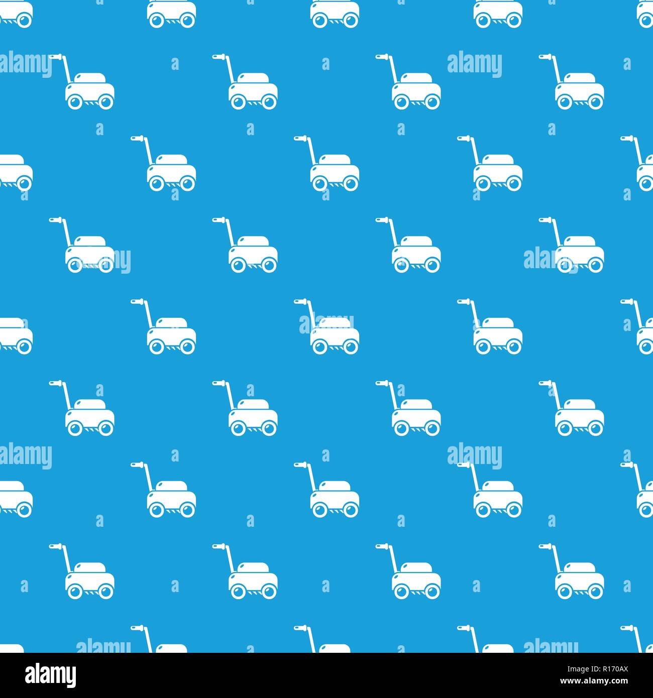 Lawn mower machine pattern vector seamless blue Stock Vector