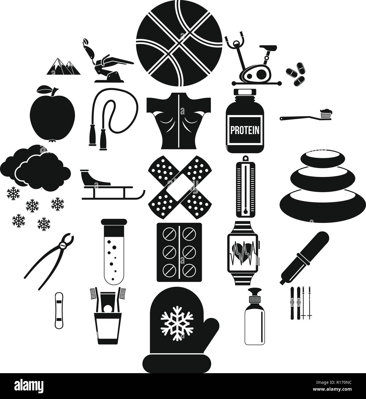 Fit body icons set, simple style Stock Vector Image & Art - Alamy