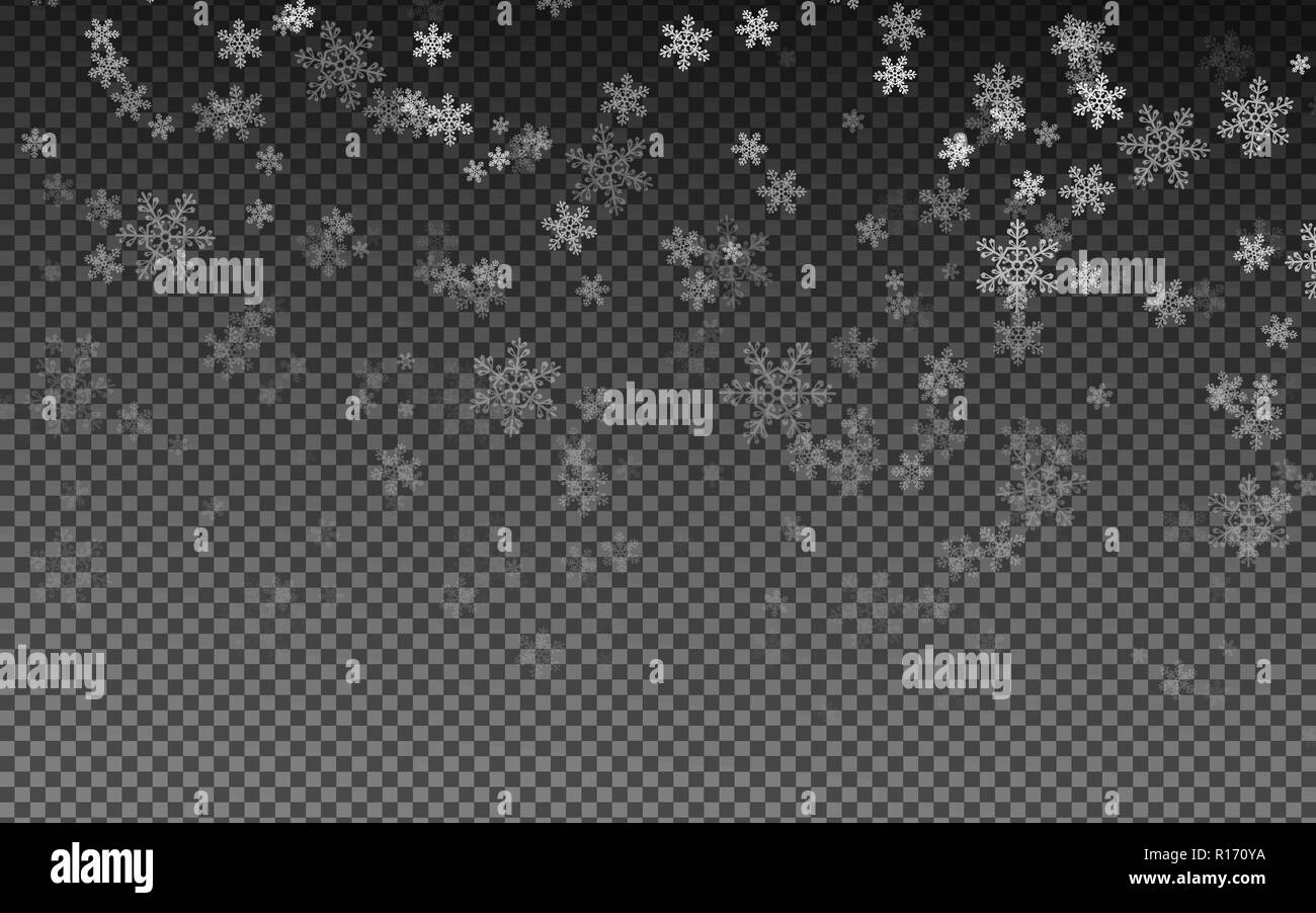Falling Christmas snowflakes on a transparent background. Vector ...
