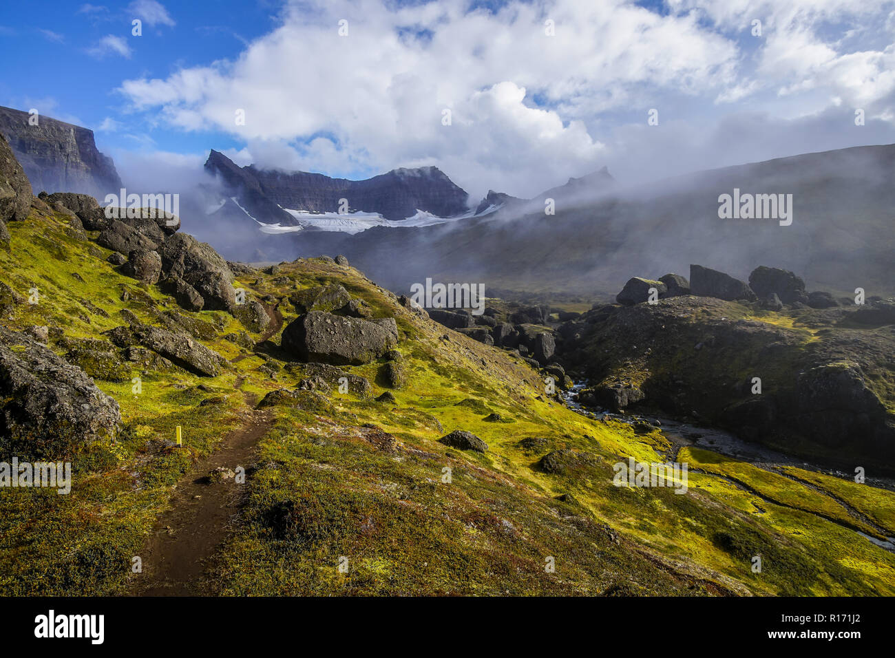 Storurd - mountain area with a beautiful lake in Iceland Stock Photo