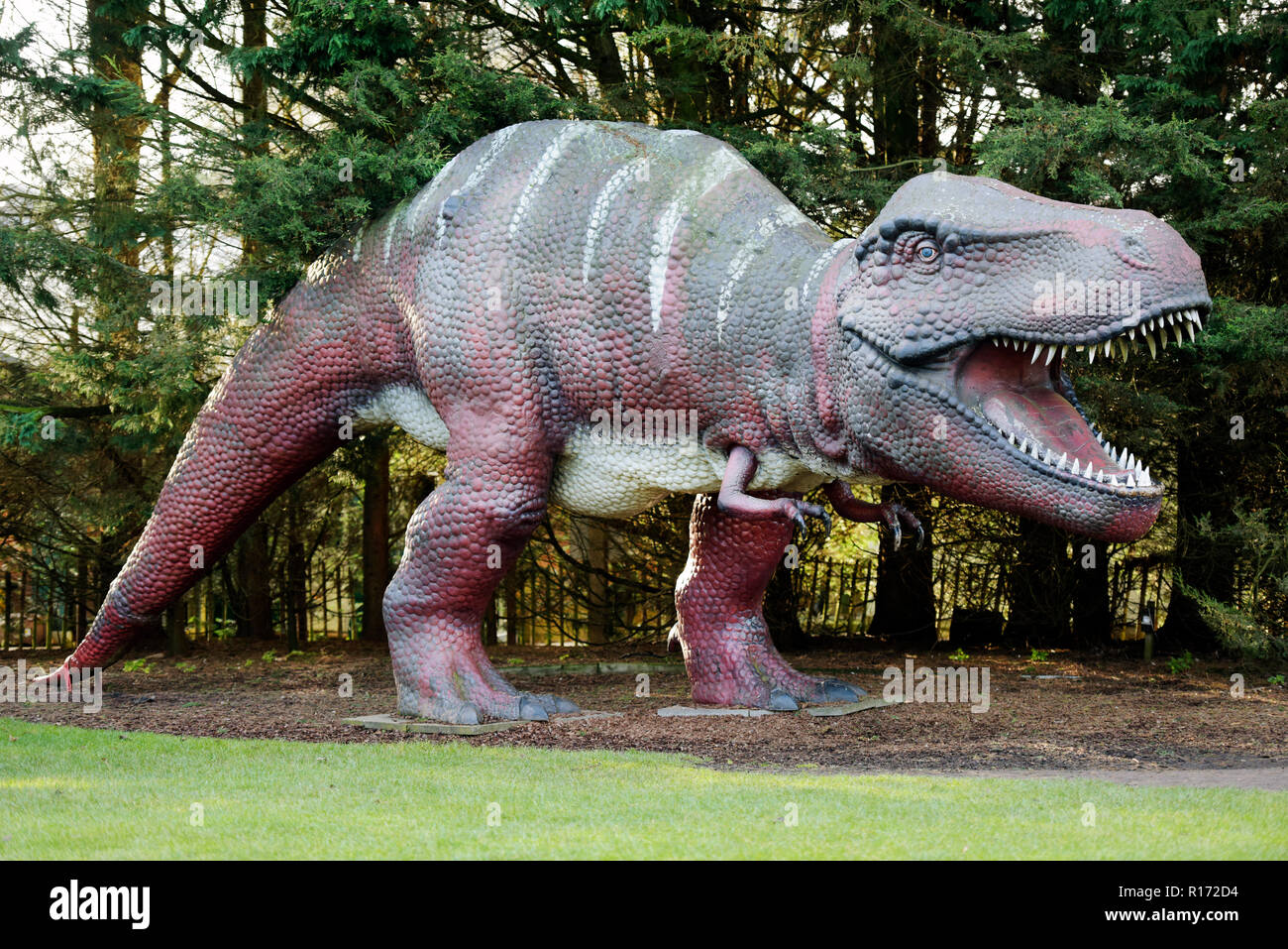 Big Plastic replica of a  Dinosaur in bantam zoo Norfolk UK Stock Photo