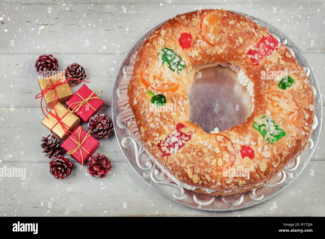 King cake typical spanish dessert for Christmas Stock Photo Alamy