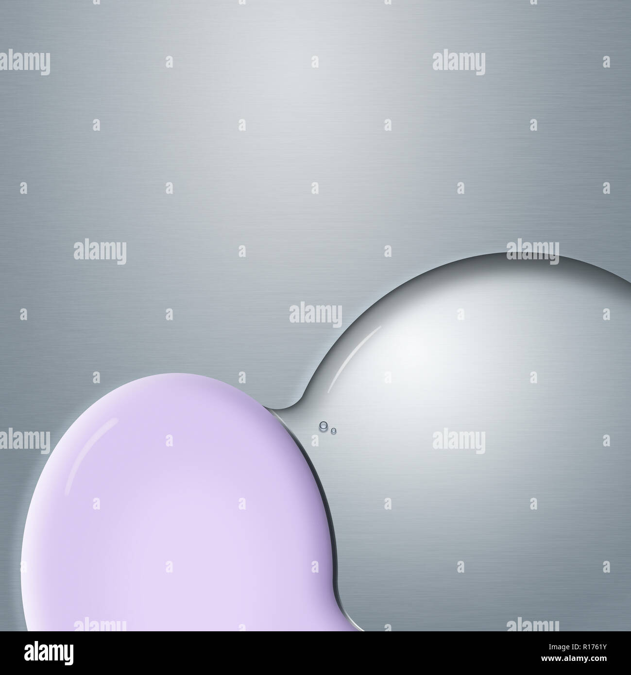 Opaque and translucent body lotion merging together, grey background Stock Photo